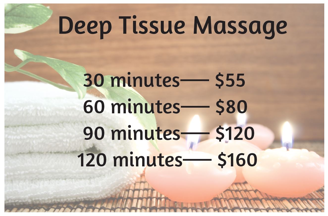 Deep tissue massage prices at Five Points Massage