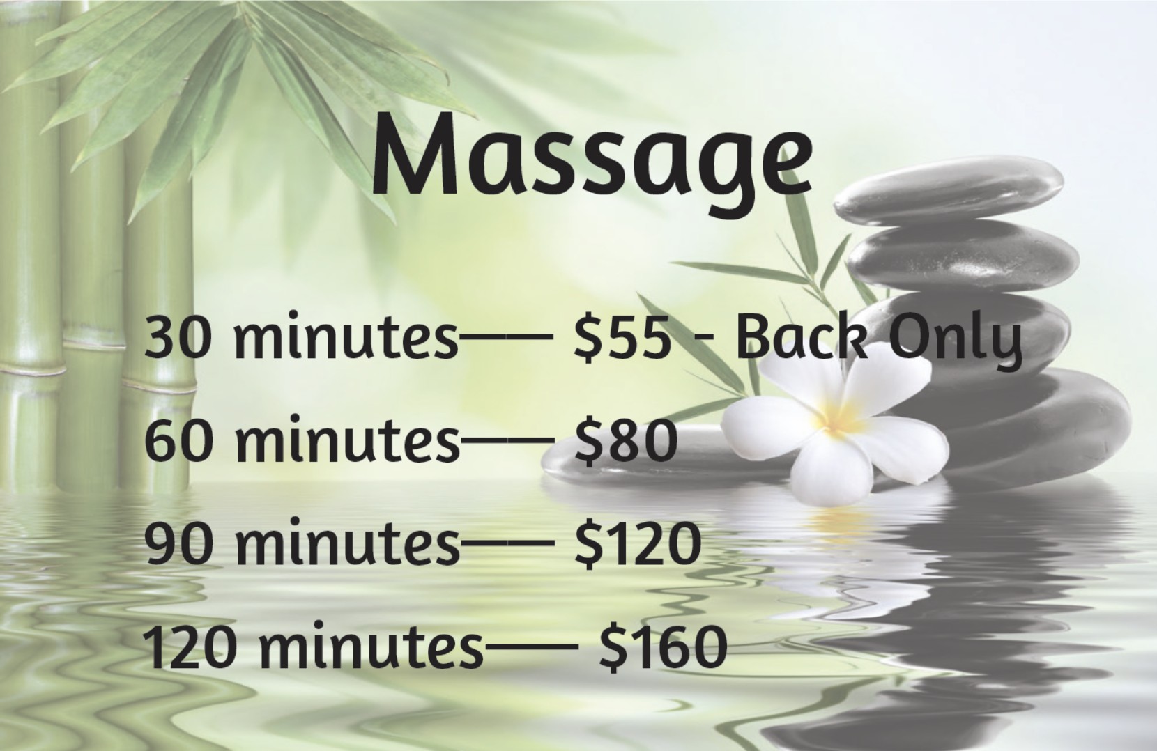 Massage prices at Five Points Massage