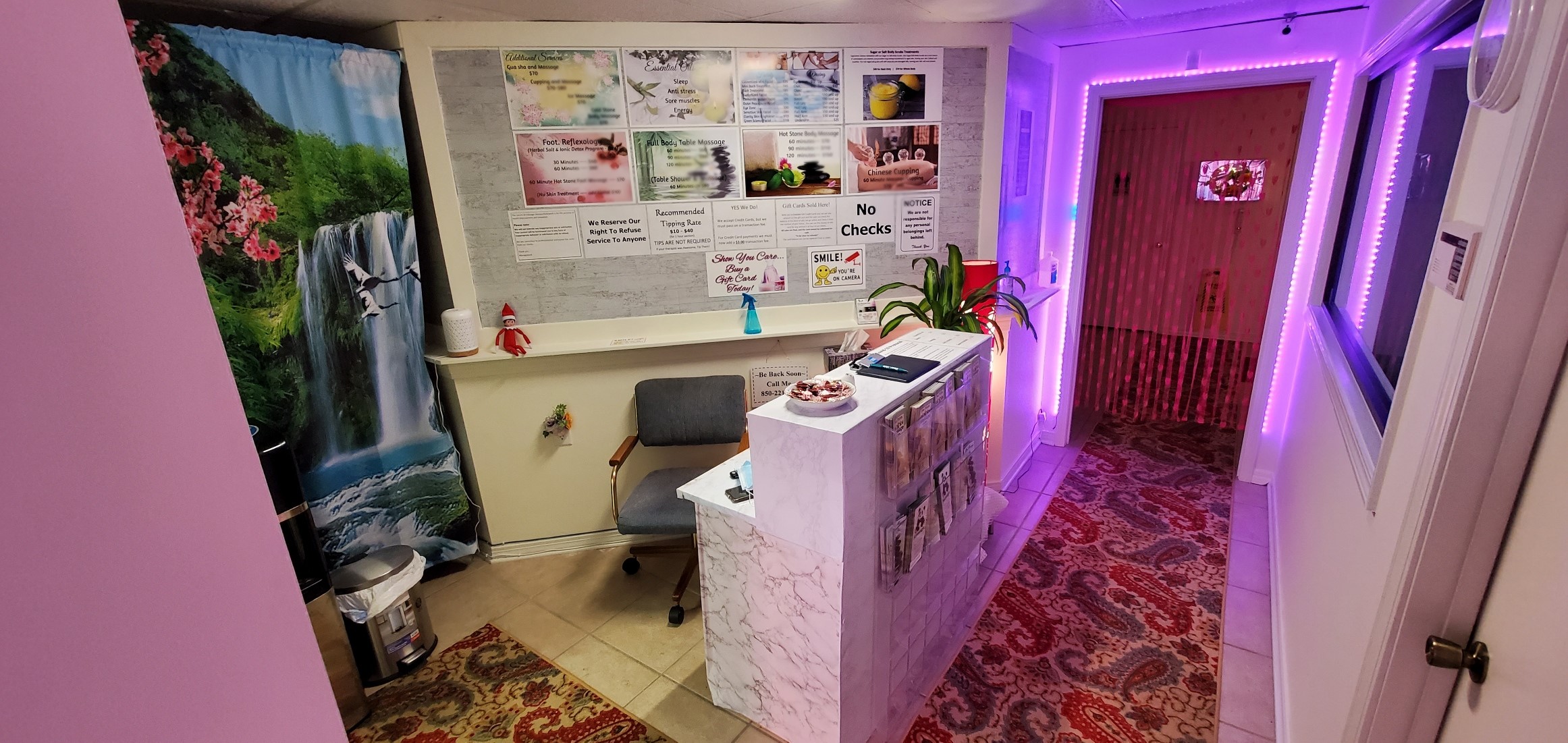 Front desk and lobby at Five Points Massage